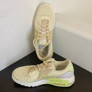Nike Women's Cream and Green Sneakers